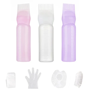 Tarak aplikatör şişesi 6 Ons Saç Boyası Aplikatör Fırçası 3 Adet aplikatör şişesi için Saç Kökü Tarak Renk aplikatör şişesi